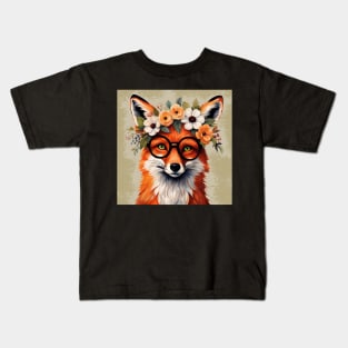 Funny Fancy Fox Wearing Glasses Kids T-Shirt